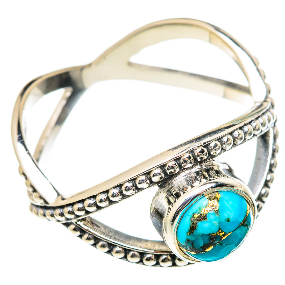 Blue Copper Composite Turquoise Rings handcrafted by Ana Silver Co - RING97155