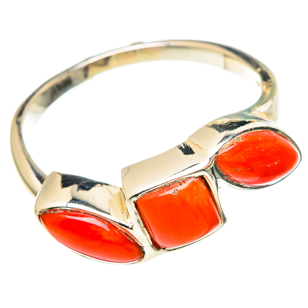 Mediterranean Red Coral Rings handcrafted by Ana Silver Co - RING97172