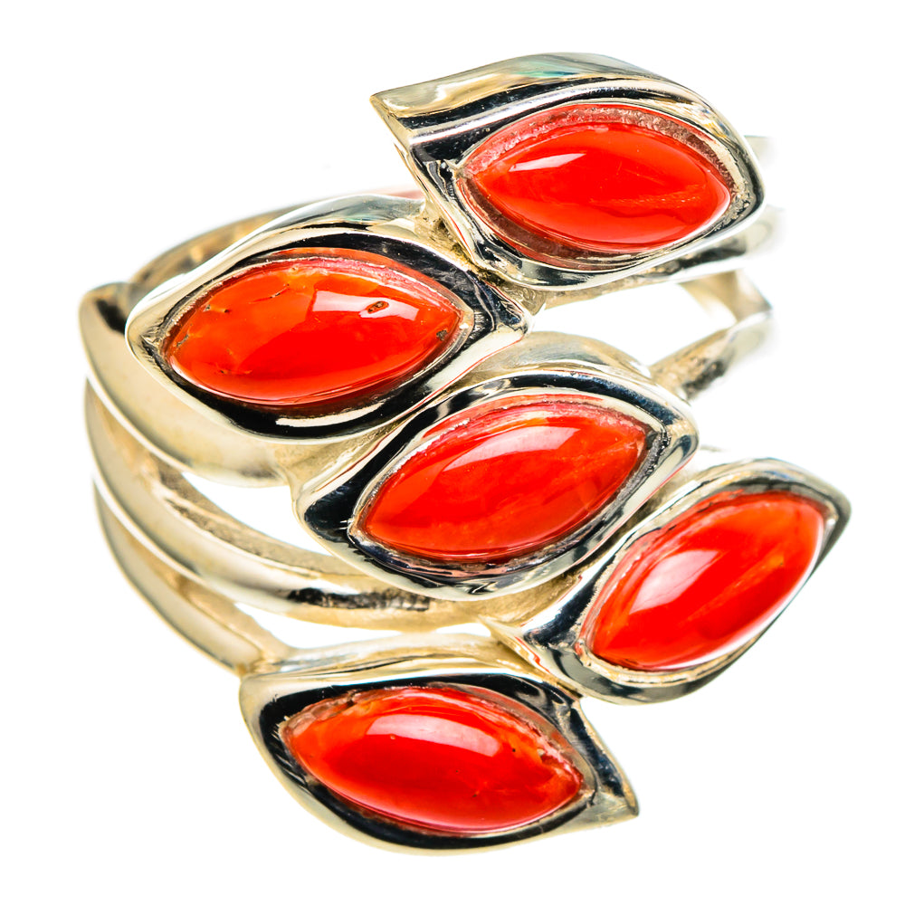 Mediterranean Red Coral Rings handcrafted by Ana Silver Co - RING97518 - Photo 2