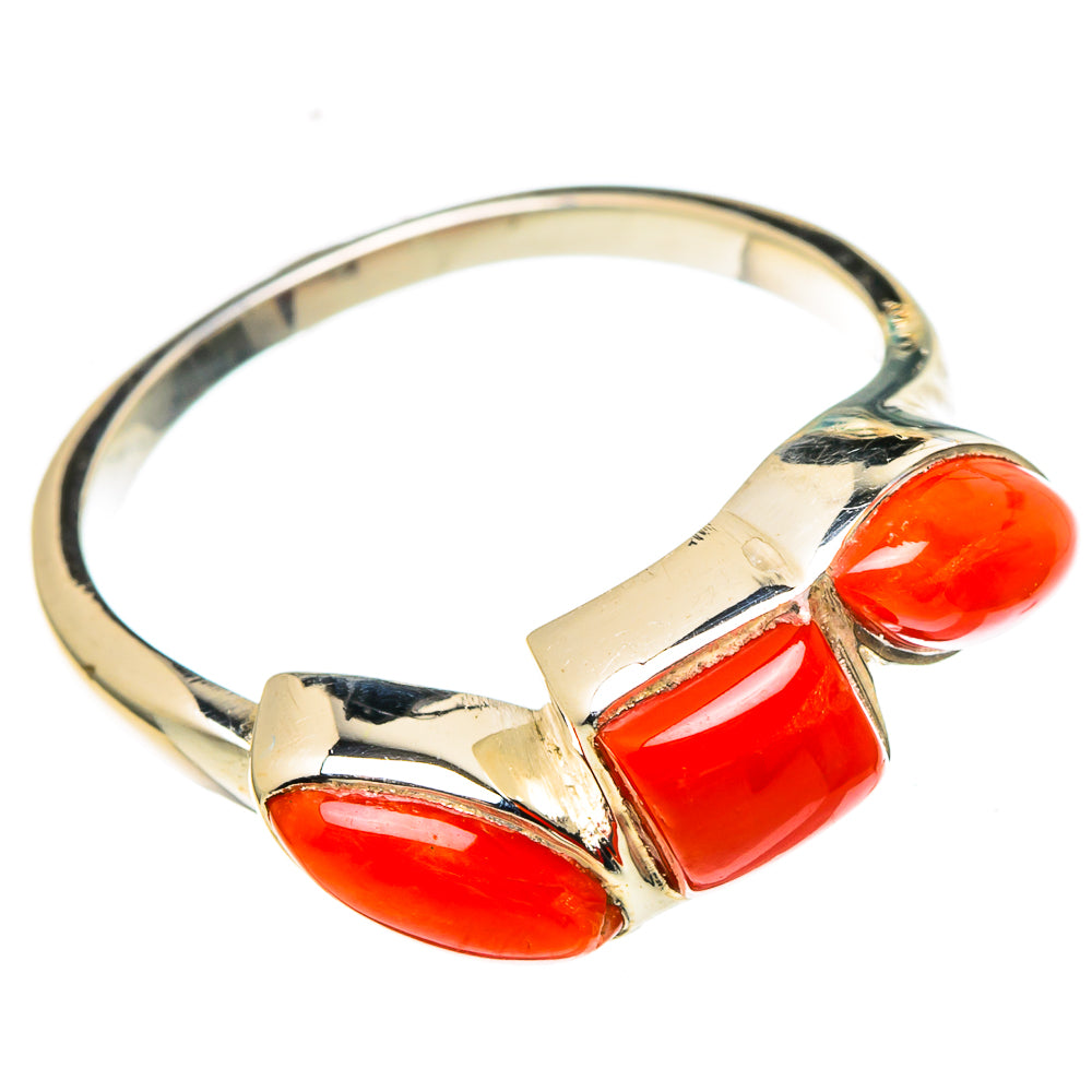 Mediterranean Red Coral Rings handcrafted by Ana Silver Co - RING97545 - Photo 2