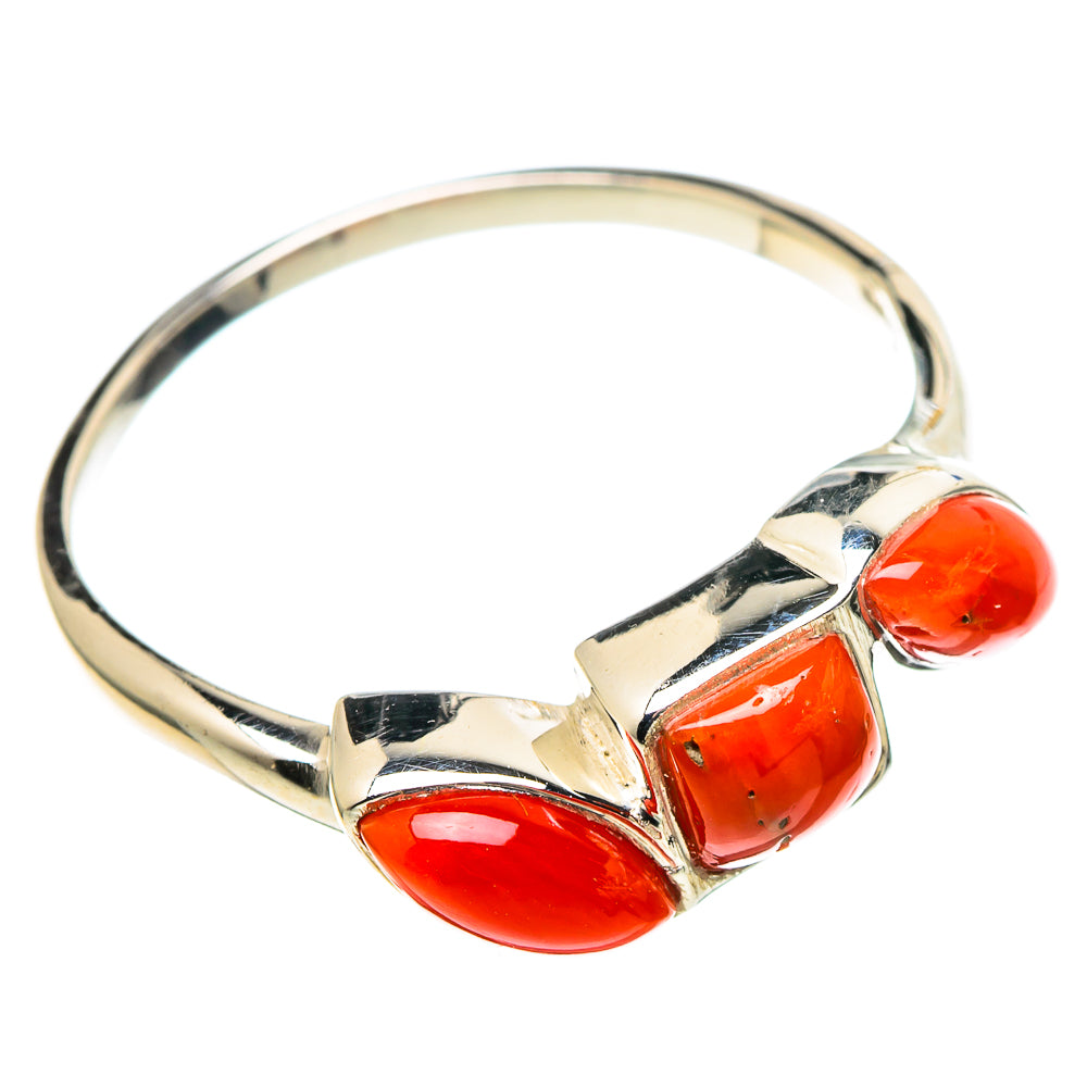 Mediterranean Red Coral Rings handcrafted by Ana Silver Co - RING97730 - Photo 2