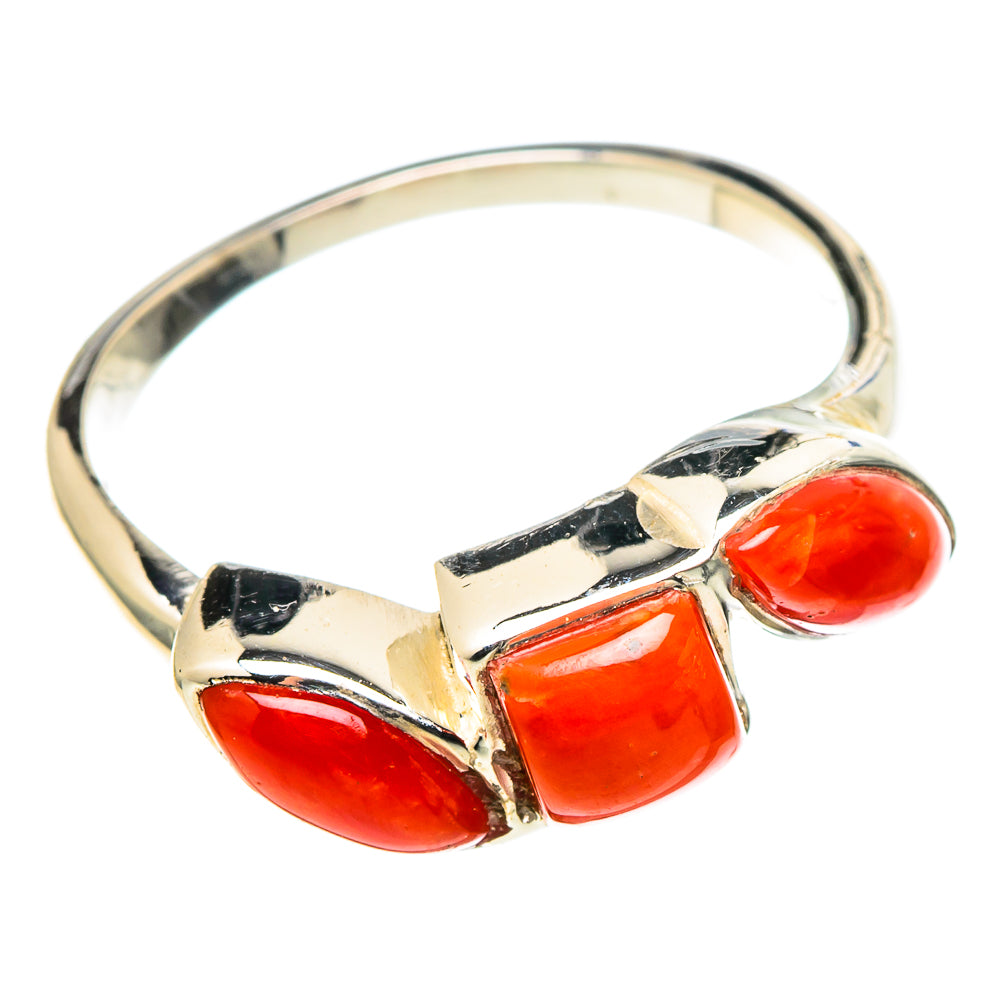 Mediterranean Red Coral Rings handcrafted by Ana Silver Co - RING97807