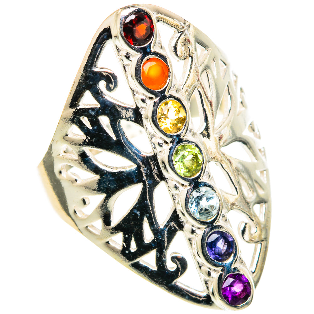 Multi-stone Rainbow Chakra Rings handcrafted by Ana Silver Co - RING97815