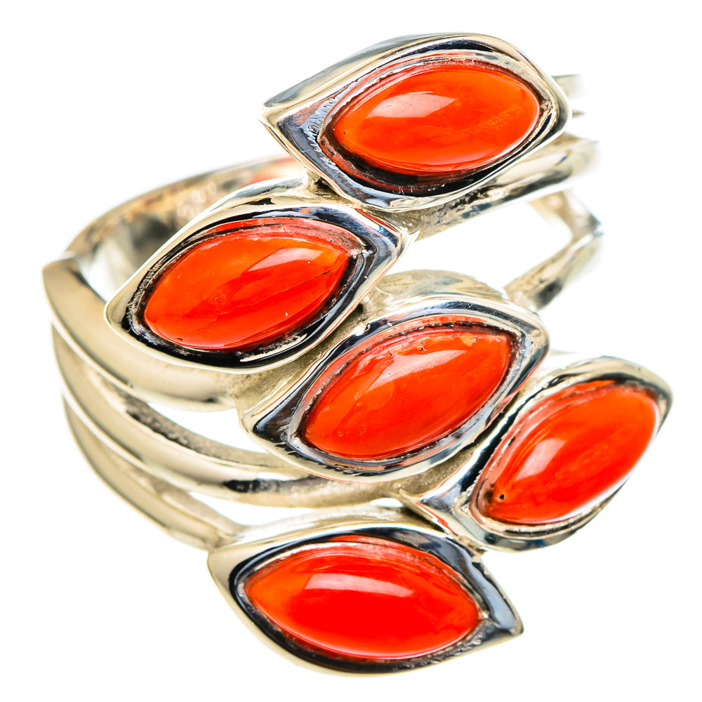 Mediterranean Red Coral Rings handcrafted by Ana Silver Co - RING98055