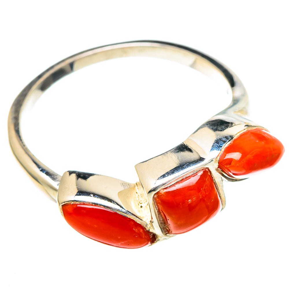 Mediterranean Red Coral Rings handcrafted by Ana Silver Co - RING98161 - Photo 2