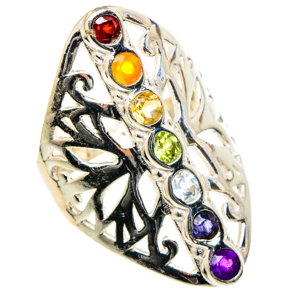Multi-stone Rainbow Chakra Rings handcrafted by Ana Silver Co - RING98411