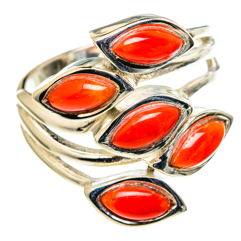 Mediterranean Red Coral Rings handcrafted by Ana Silver Co - RING98620