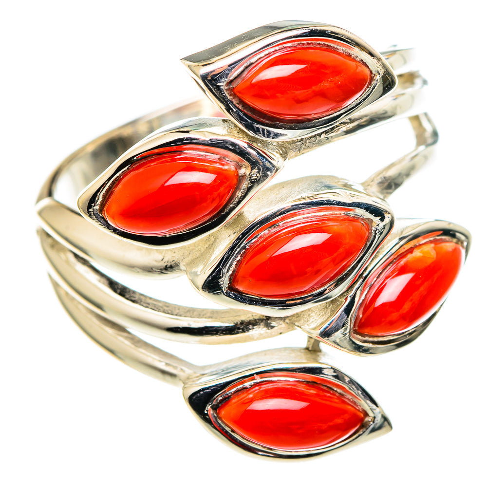 Mediterranean Red Coral Rings handcrafted by Ana Silver Co - RING98663