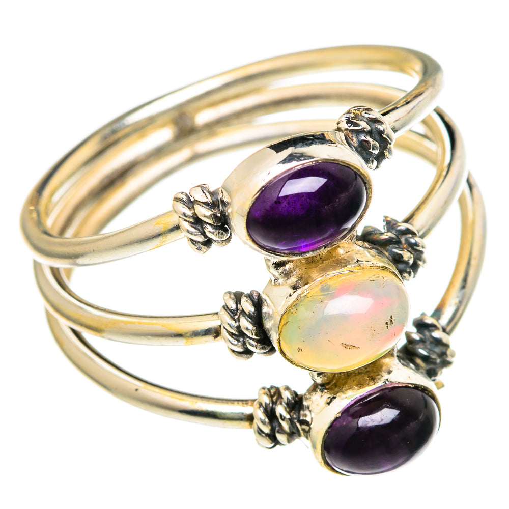 Rainbow Moonstone Rings handcrafted by Ana Silver Co - RING98944
