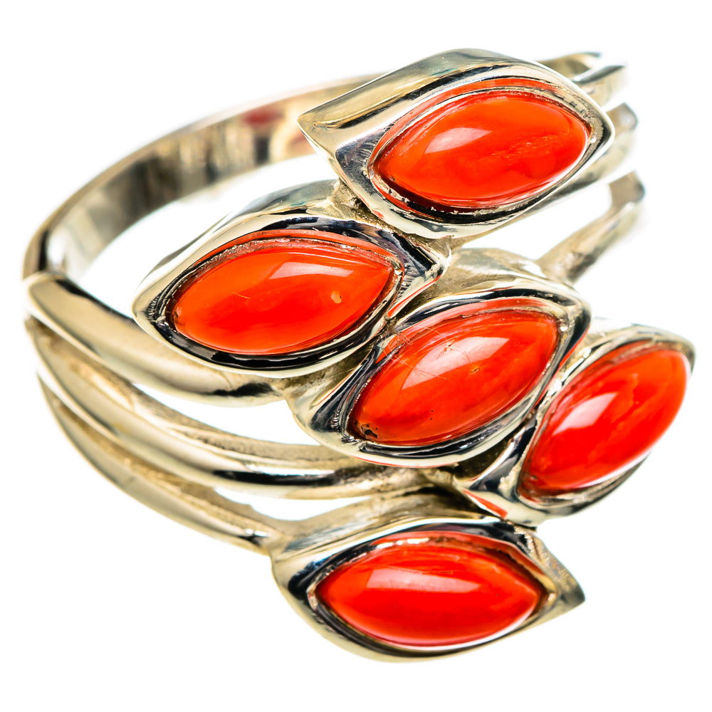 Red Coral Rings handcrafted by Ana Silver Co - RING99075