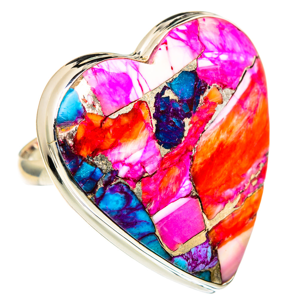 Kingman Pink Dahlia Turquoise Rings handcrafted by Ana Silver Co - RING99110