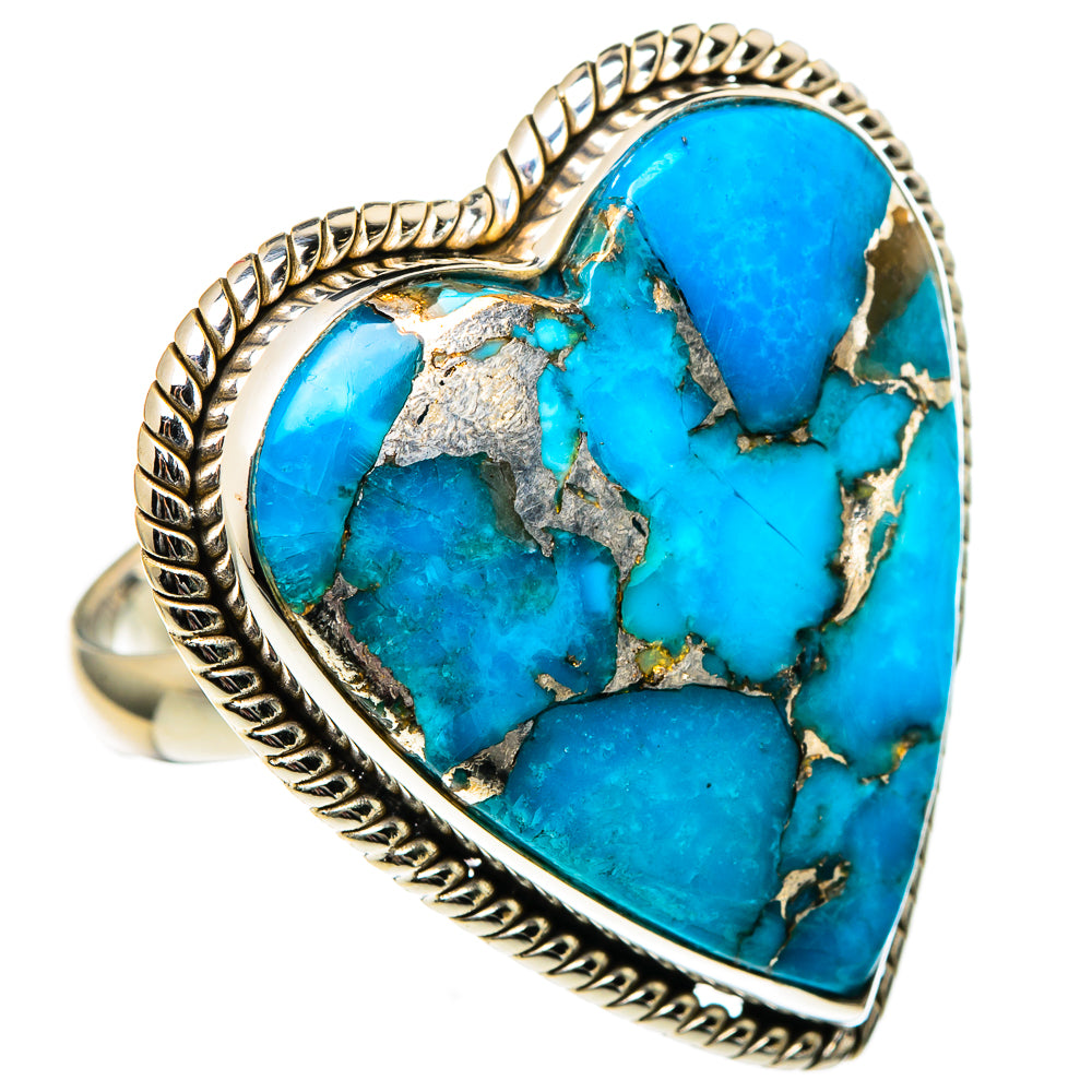 Blue Copper Composite Turquoise Rings handcrafted by Ana Silver Co - RING99162