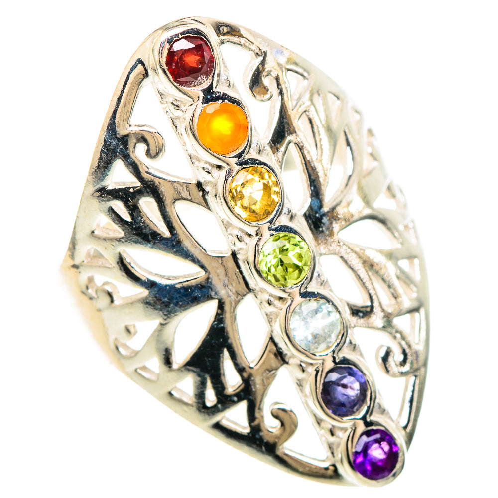 Multi-stone Rainbow Chakra Rings handcrafted by Ana Silver Co - RING99316