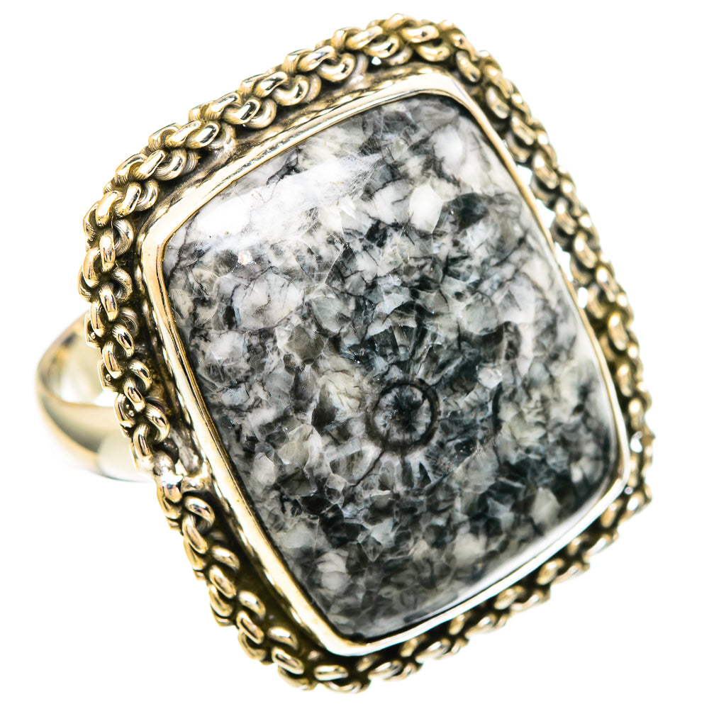 Moroccan Goniatite Fossil Rings handcrafted by Ana Silver Co - RING99505 - Photo 2