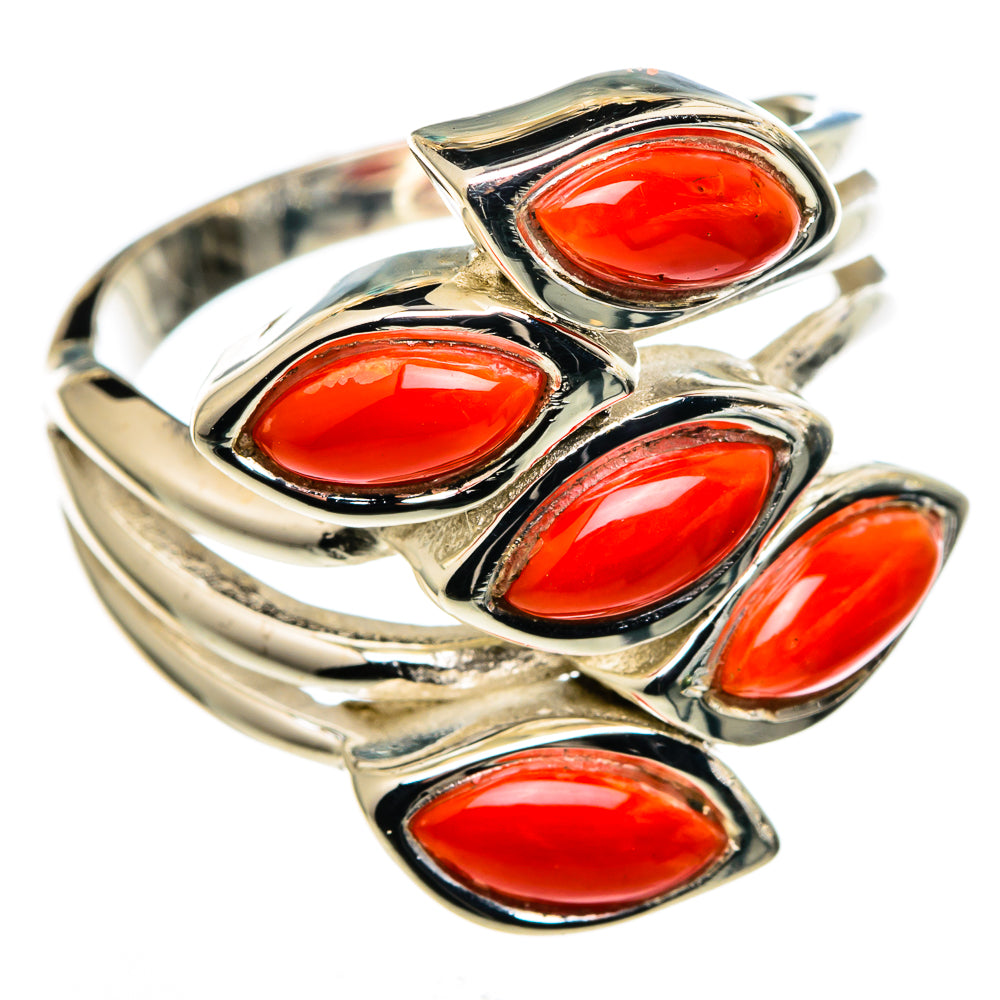 Mediterranean Red Coral Rings handcrafted by Ana Silver Co - RING99571