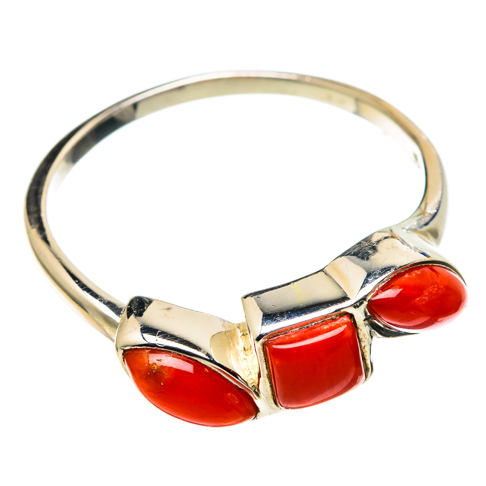Mediterranean Red Coral Rings handcrafted by Ana Silver Co - RING99572