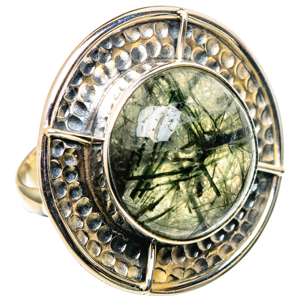 925 sterling silver oval tourmaline quartz ring, light green stone with textured dot halo