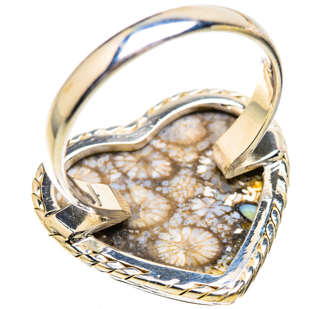 Large Fossil Coral Ring Size 12 (925 Sterling Silver) RING135981