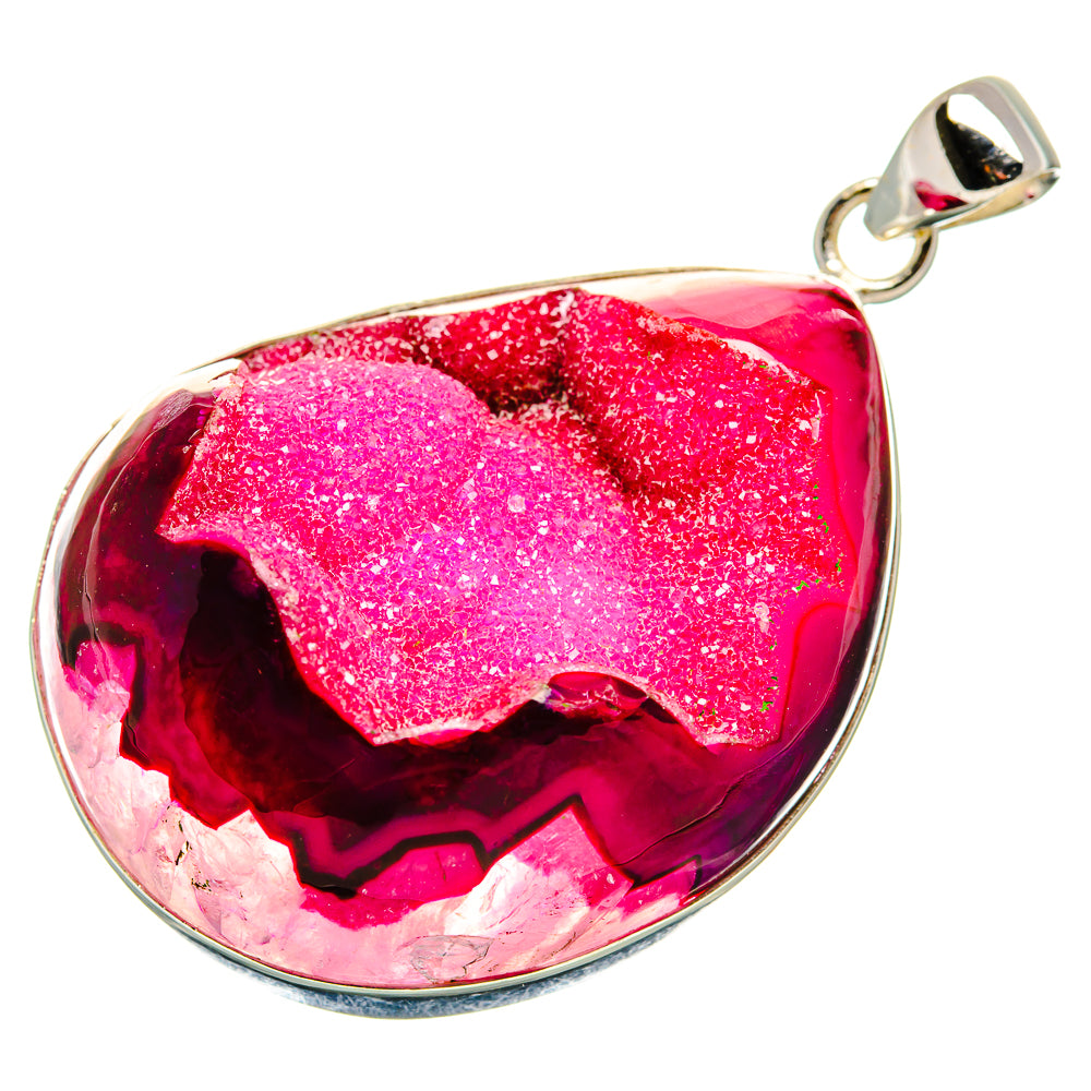 Pink Window Druzy Pendant 2" (925 Sterling Silver) PD36945