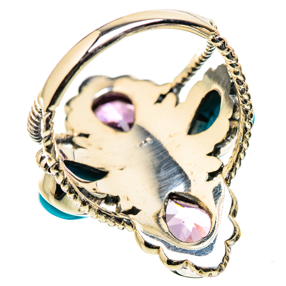 Ana Silver Co Large Faceted Amethyst, Sleeping Beauty Turquoise Ring Size 8.25 (925 Sterling Silver)