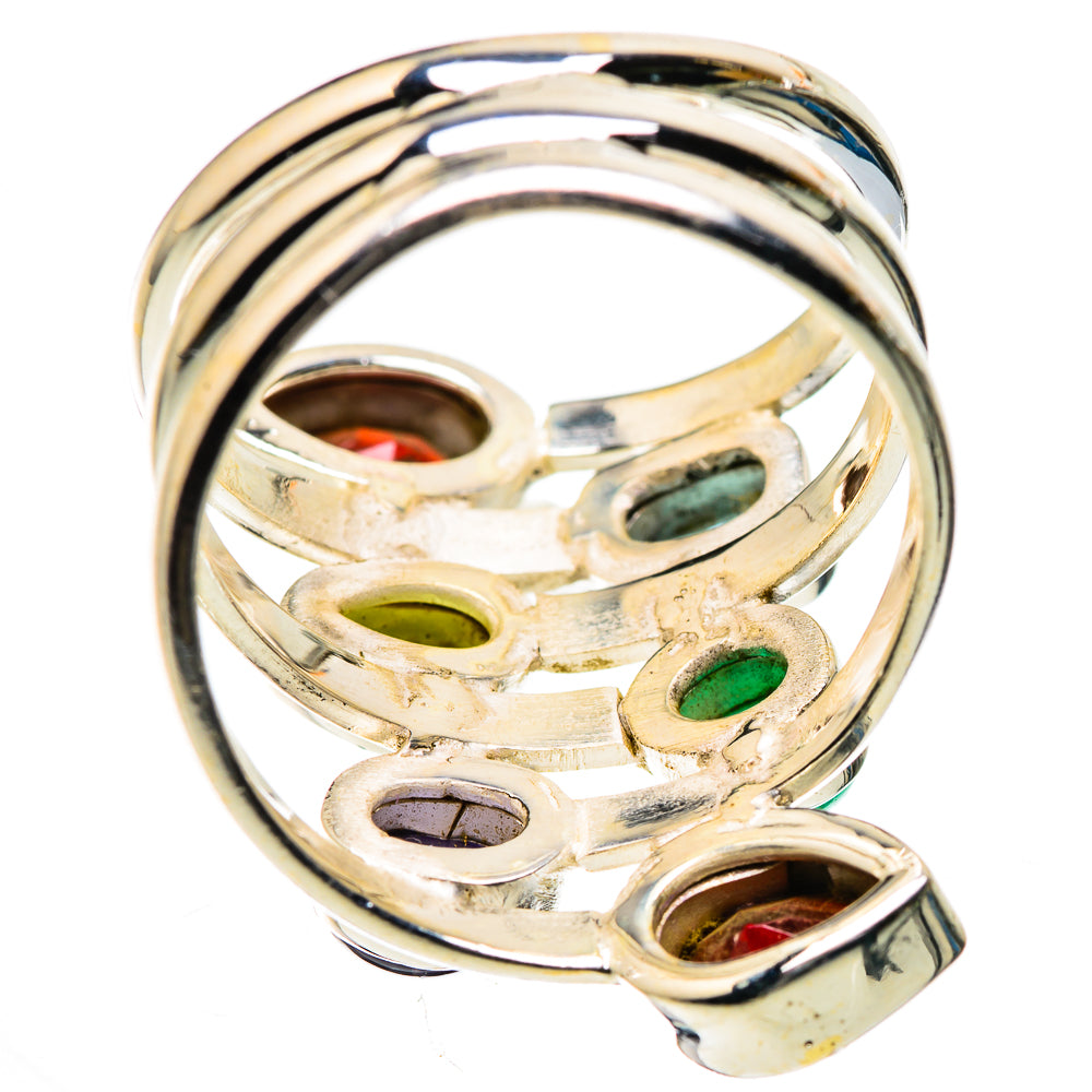 Large Garnet, Peridot, Blue Topaz, Tanzanite, Green Onyx Ring Size 8.25 (925 Sterling Silver) RING136150