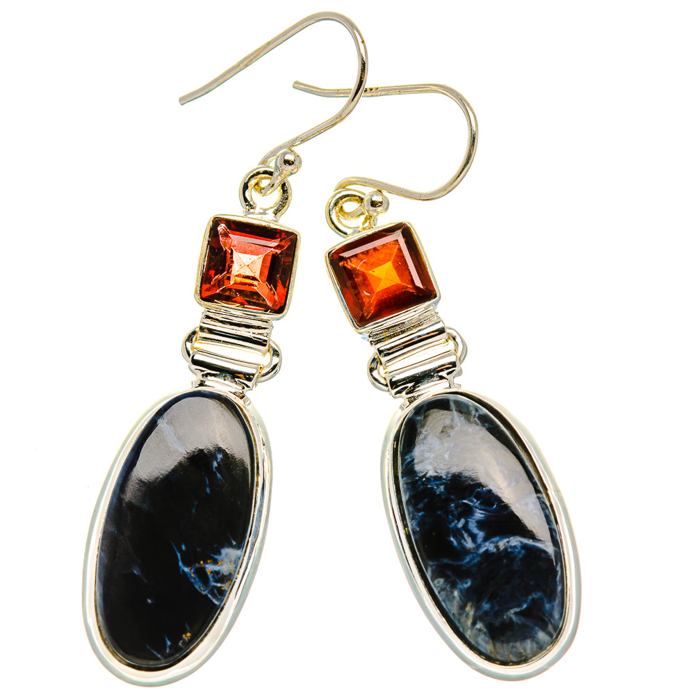Pietersite, Garnet Earrings 2" (925 Sterling Silver) EARR431642