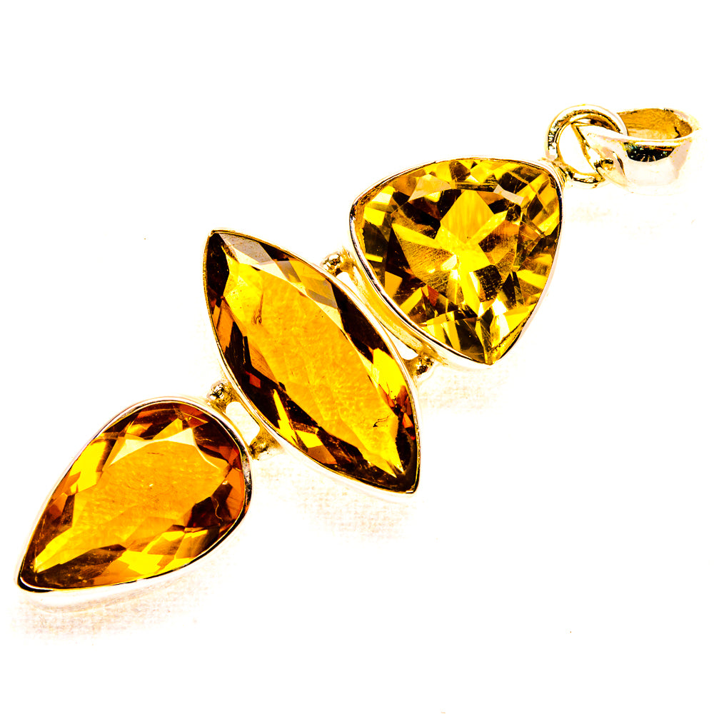 Faceted Citrine Pendant 1 7/8" (925 Sterling Silver) PD37532