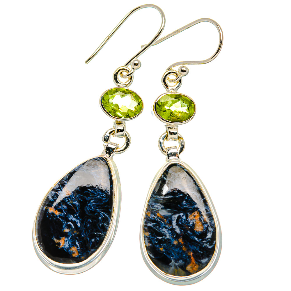 Pietersite, Peridot Earrings 2" (925 Sterling Silver) EARR431632