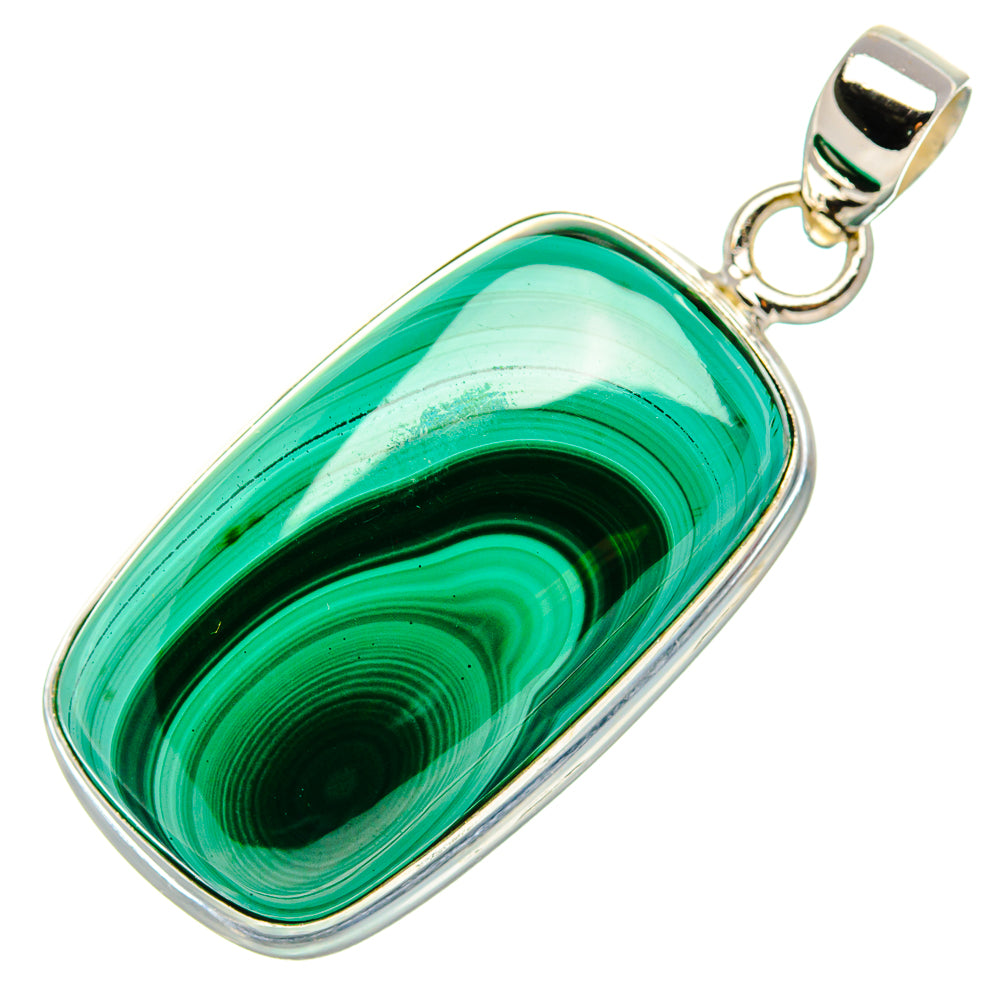 Malachite Pendant 1 3/4" (925 Sterling Silver) PD37263