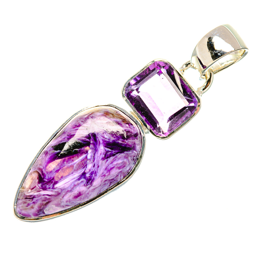 Charoite, Amethyst Pendant 1 3/4" (925 Sterling Silver) PD36793