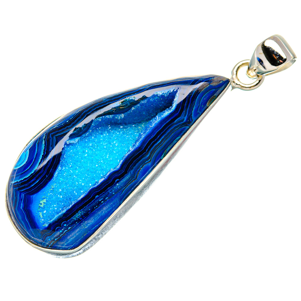 Blue Window Druzy Pendant 2 1/8" (925 Sterling Silver) PD37187