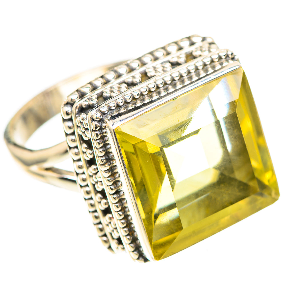 Faceted Lemon Quartz 925 Sterling Silver Ring Size 8 (925 Sterling Silver) RING137274