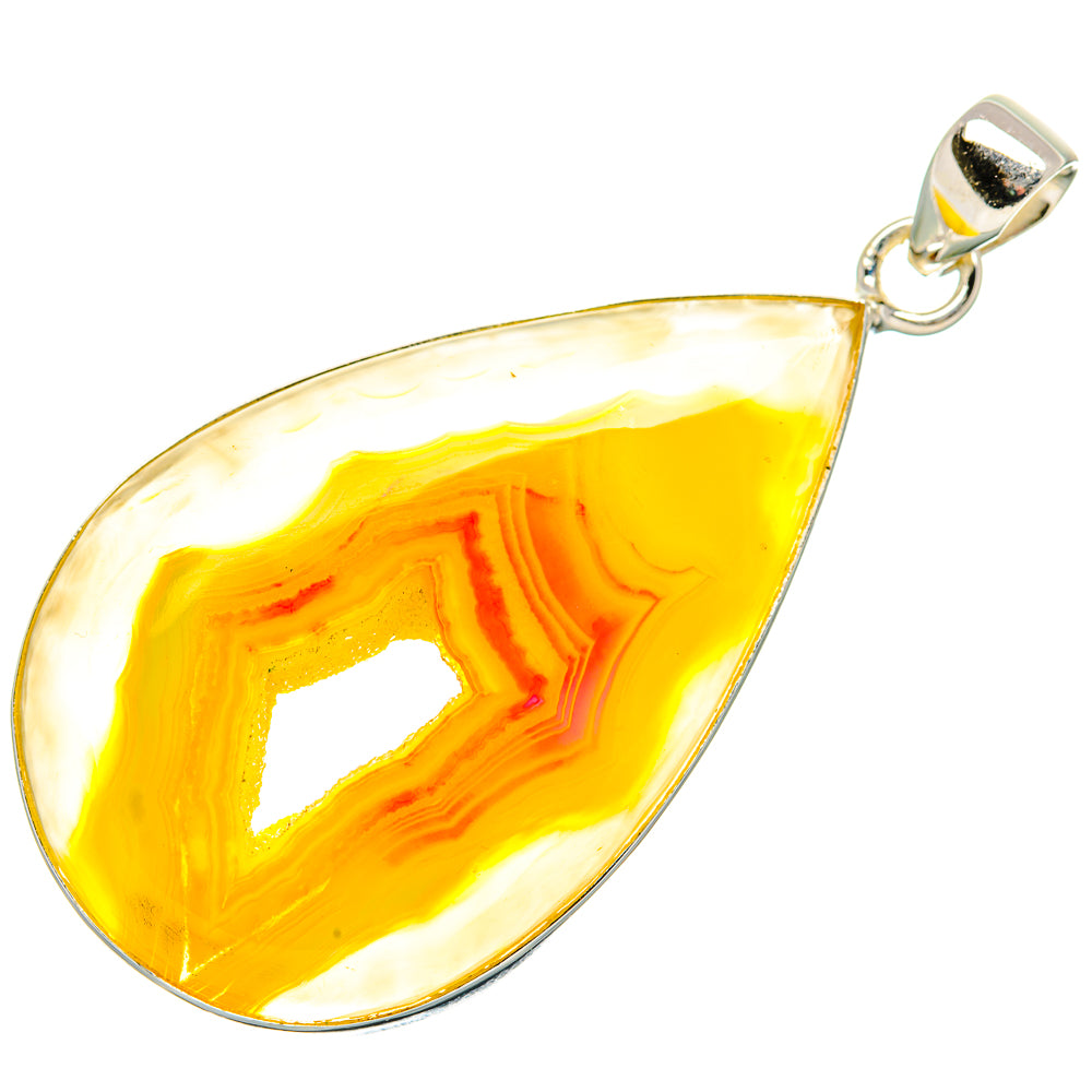 Yellow Window Druzy Pendant 2 1/4" (925 Sterling Silver) PD36951