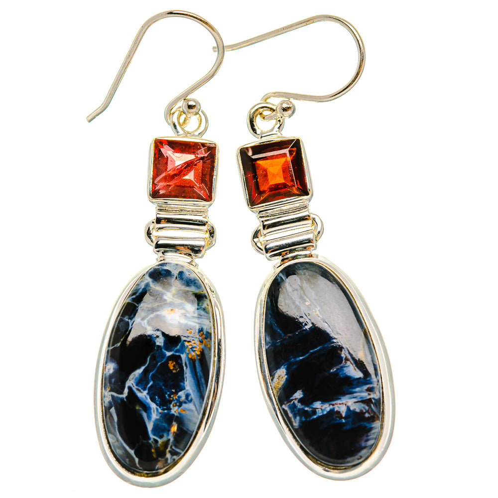 Ana Silver Co Pietersite, Garnet Earrings 2" (925 Sterling Silver)