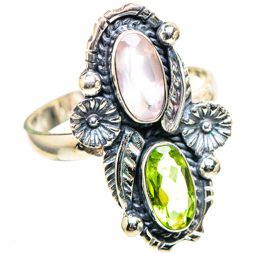 Rose Quartz, Peridot Ring Size 10.75 (925 Sterling Silver) RING136874