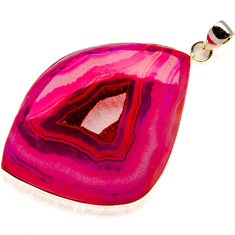 Huge Pink Window Druzy Pendant 3" (925 Sterling Silver) PD37326