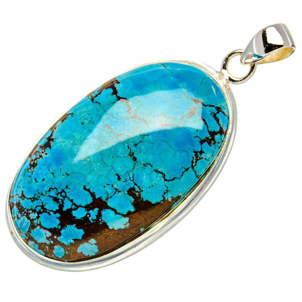 Tibetan Turquoise Pendant 2" (925 Sterling Silver) PD37159