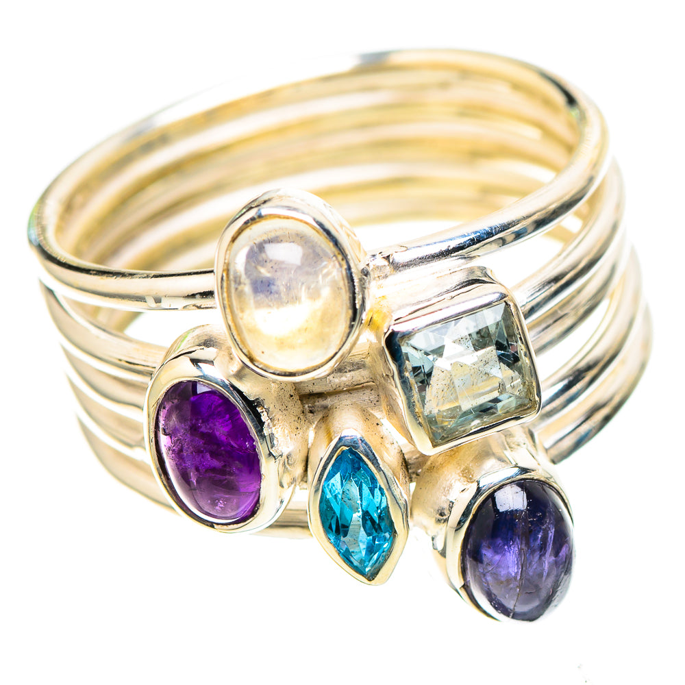 Tanzanite, Amethyst, Blue Topaz, Rainbow Moonstone 925 Sterling Silver Ring Size 7 (925 Sterling Silver) RING137437