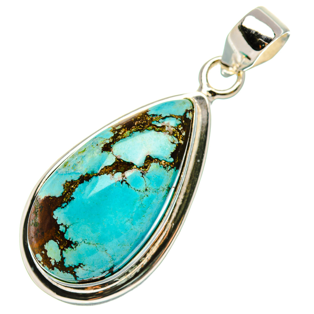 Tibetan Turquoise Pendant 1 1/2" (925 Sterling Silver) PD37267
