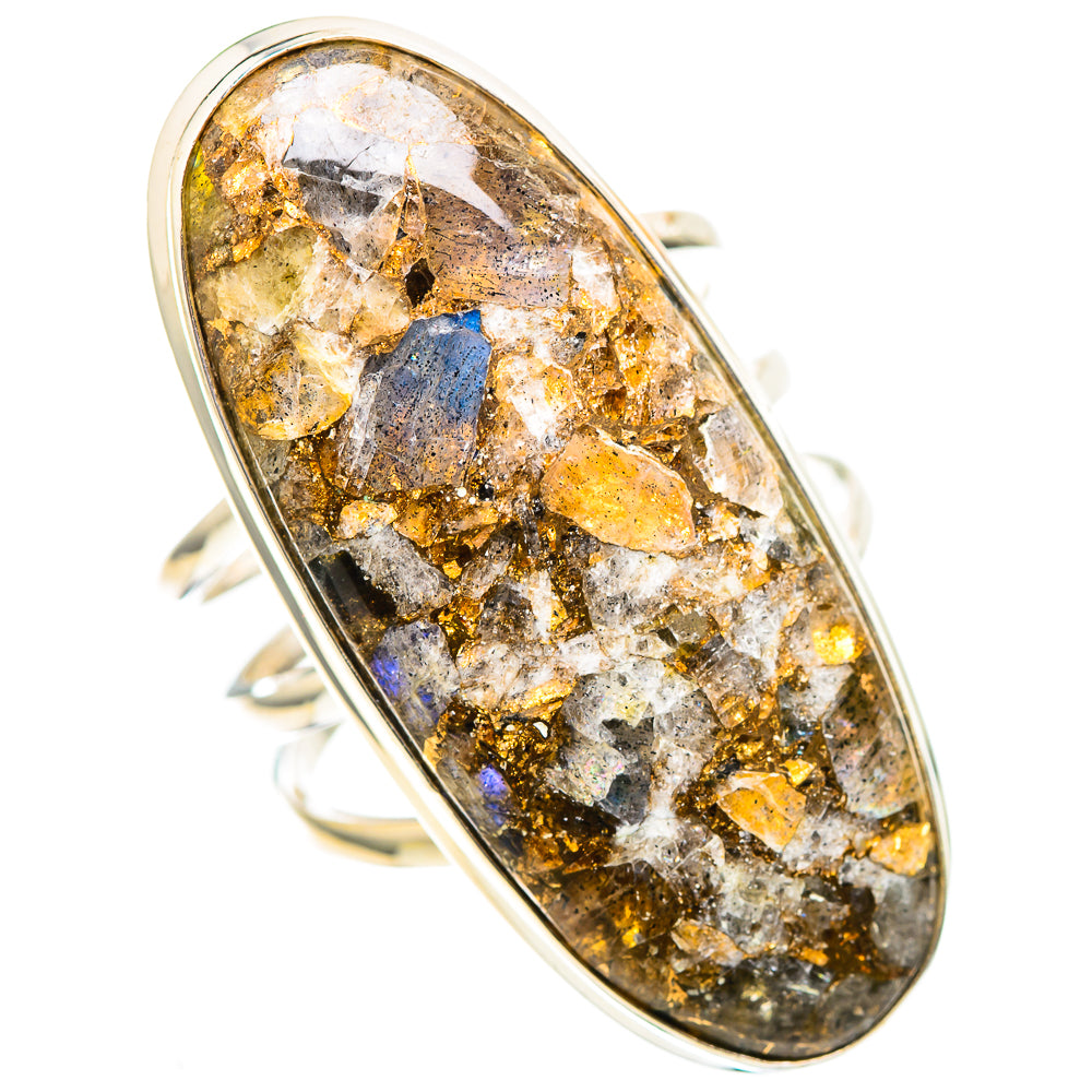 Huge Brecciated Labradorite Ring Size 9.5 (925 Sterling Silver) RING136756