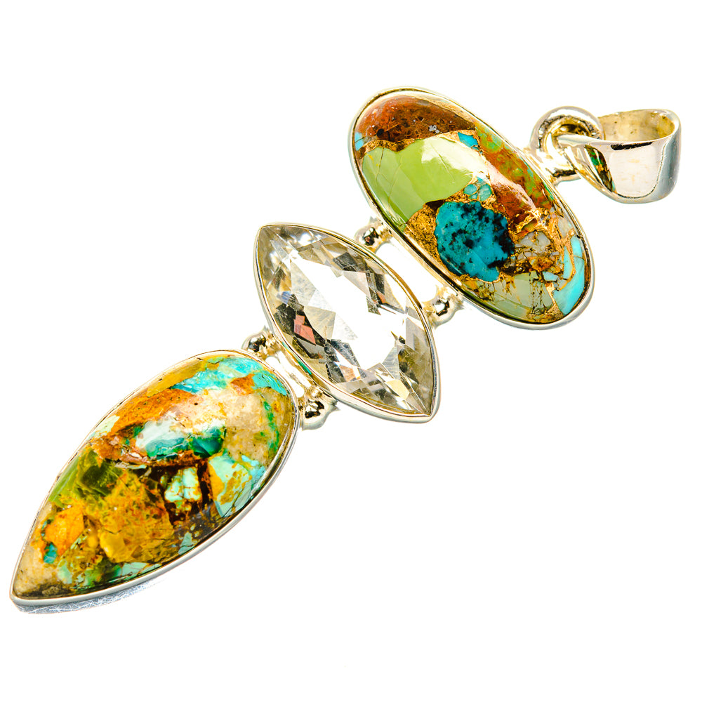 Kingman Mohave Turquoise, Green Amethyst Pendant 2 1/4" (925 Sterling Silver) PD36947