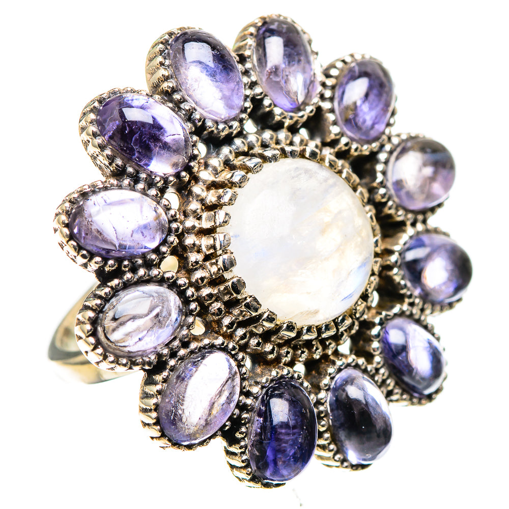 Large Rainbow Moonstone, Tanzanite 925 Sterling Silver Ring Size 6.25 (925 Sterling Silver) RING137784