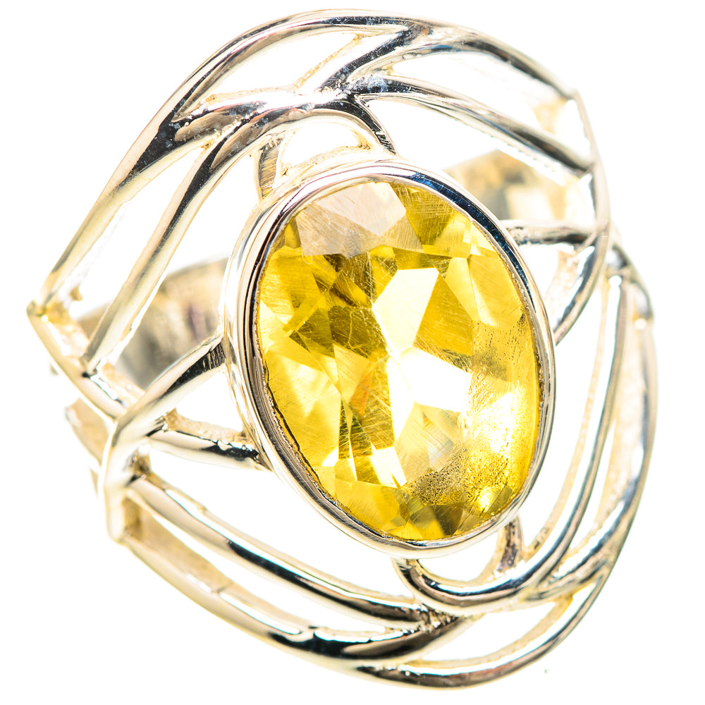 Faceted Lemon Quartz 925 Sterling Silver Ring Size 7.75 (925 Sterling Silver) RING137237