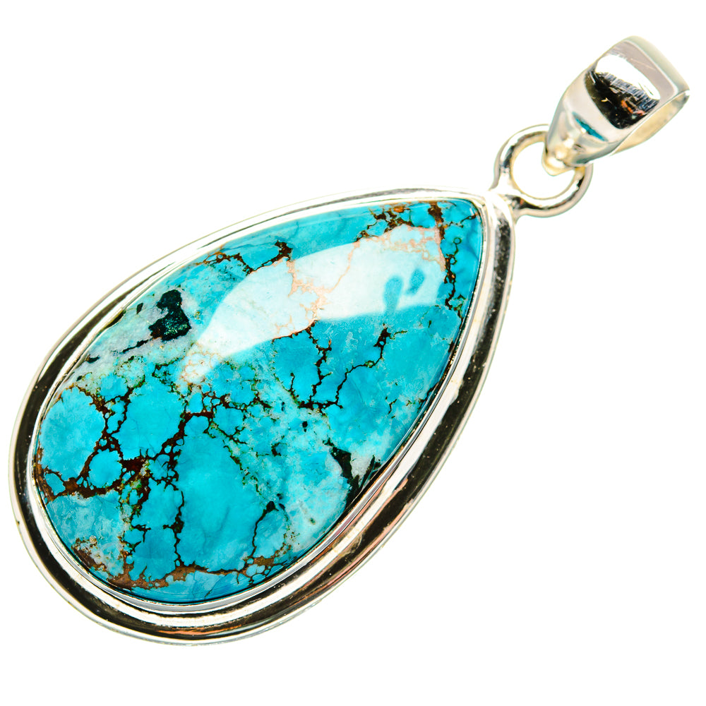 Tibetan Turquoise Pendant 1 3/4" (925 Sterling Silver) PD36932