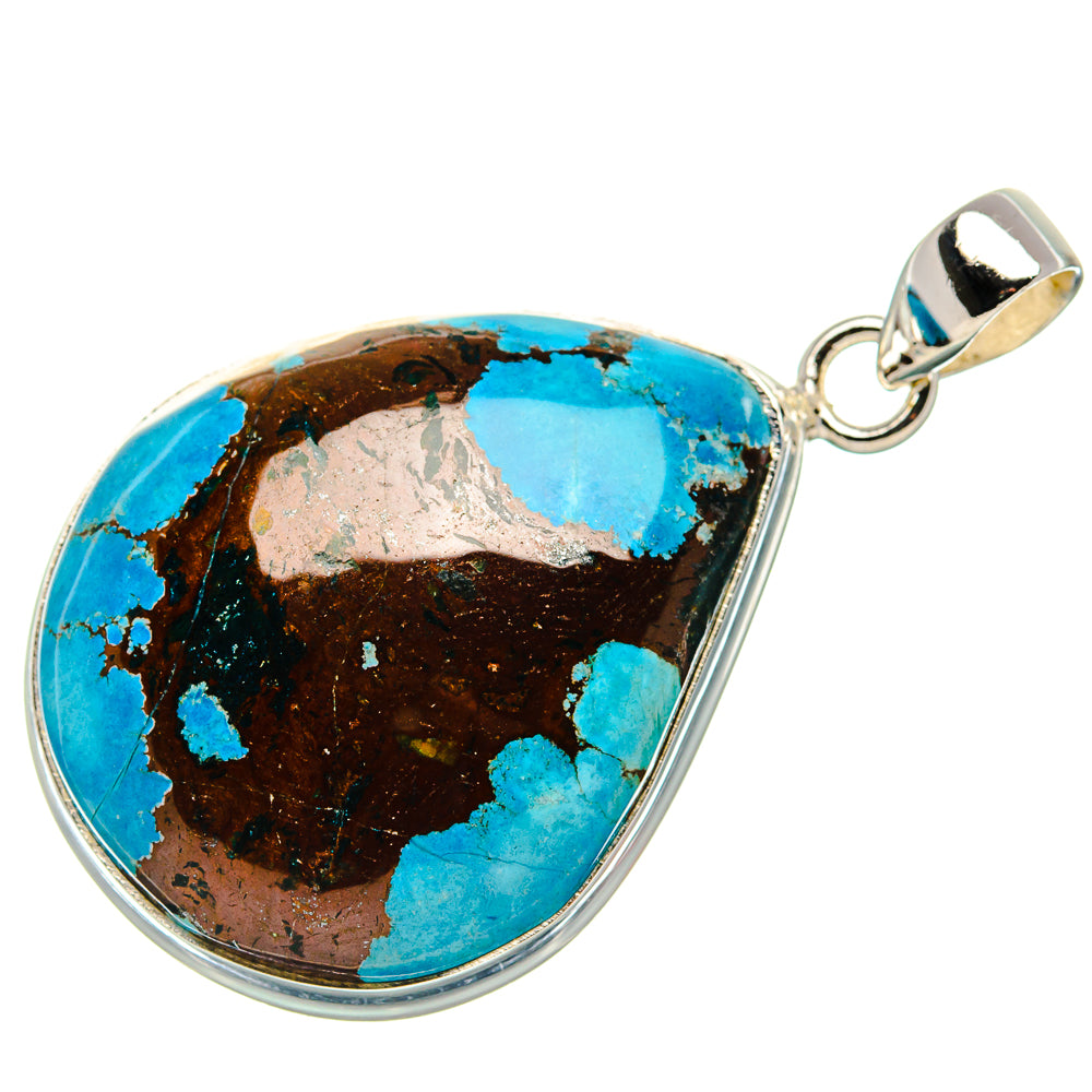 Tibetan Turquoise Pendant 1 3/4" (925 Sterling Silver) PD37197