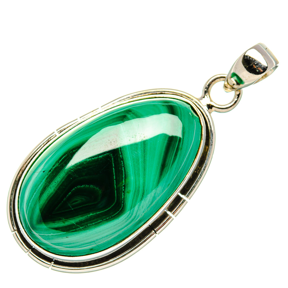 Malachite Pendant 1 3/4" (925 Sterling Silver) PD37204