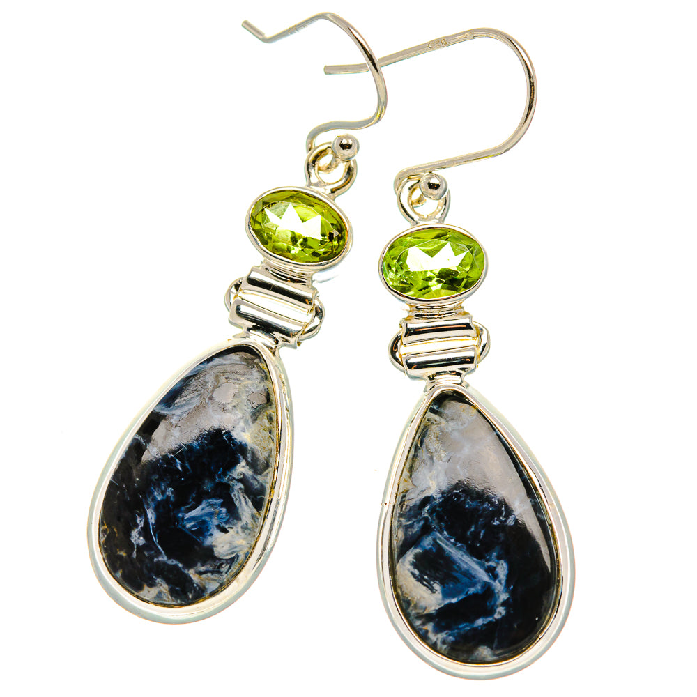 Pietersite, Peridot Earrings 1 3/4" (925 Sterling Silver) EARR431653