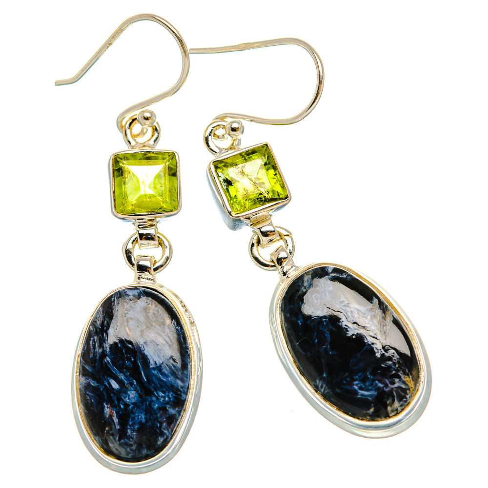 Ana Silver Co Pietersite, Peridot Earrings 2" (925 Sterling Silver)