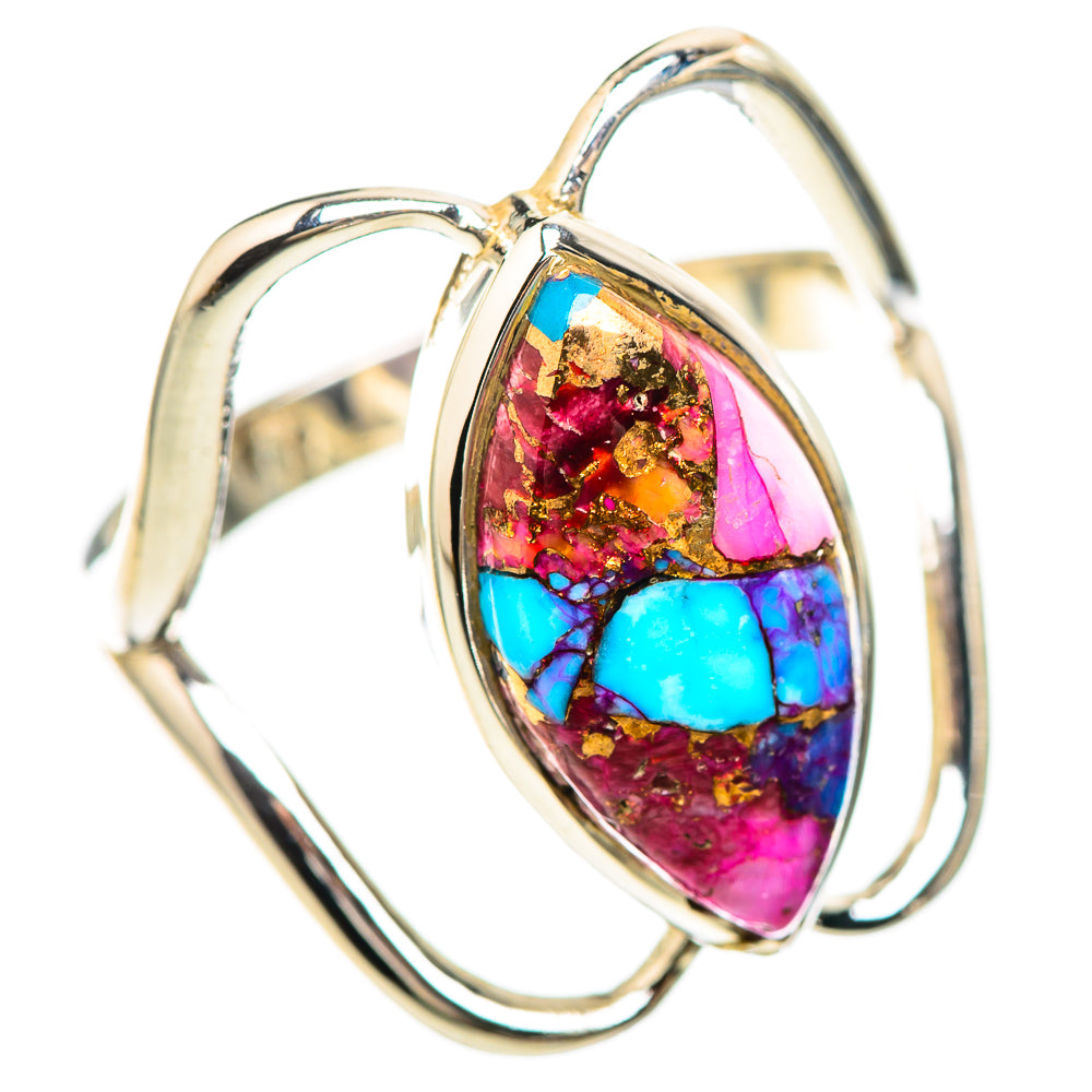 Kingman Pink Dahlia Turquoise Ring Size 9 (925 Sterling Silver) RING136455