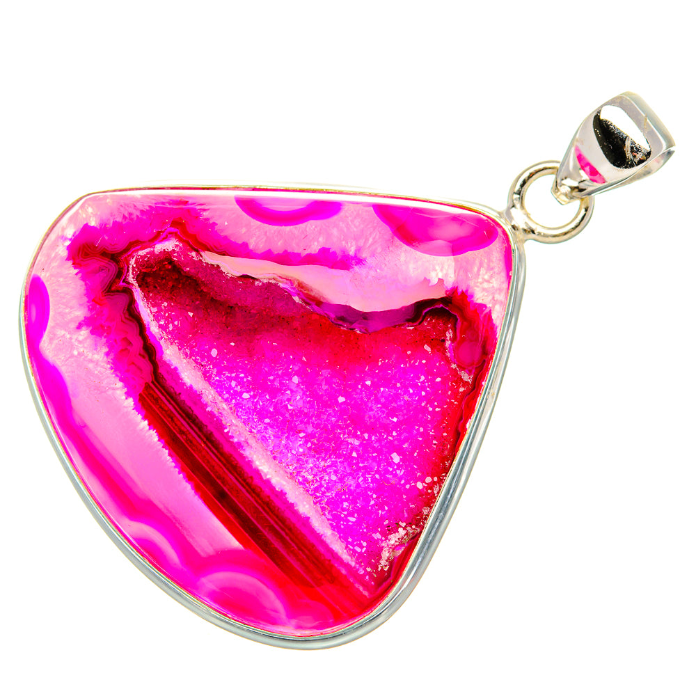Pink Window Druzy Pendant 1 3/4" (925 Sterling Silver) PD37214